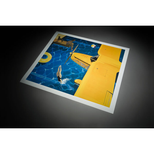 Żółty samolot nad basenem – Marek Okrassa